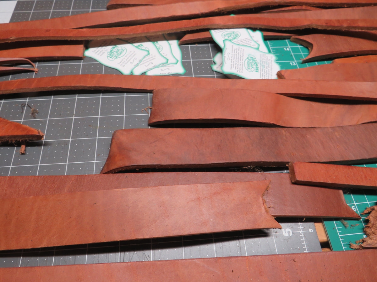 13 Pound box of Hermann Oak harness leather belt remnants