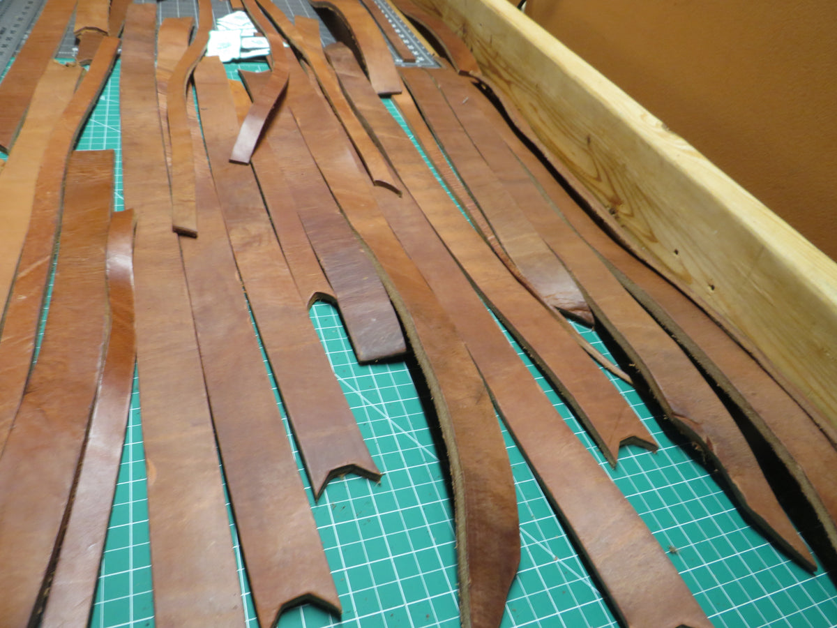 13 Pound box of Hermann Oak harness leather belt remnants