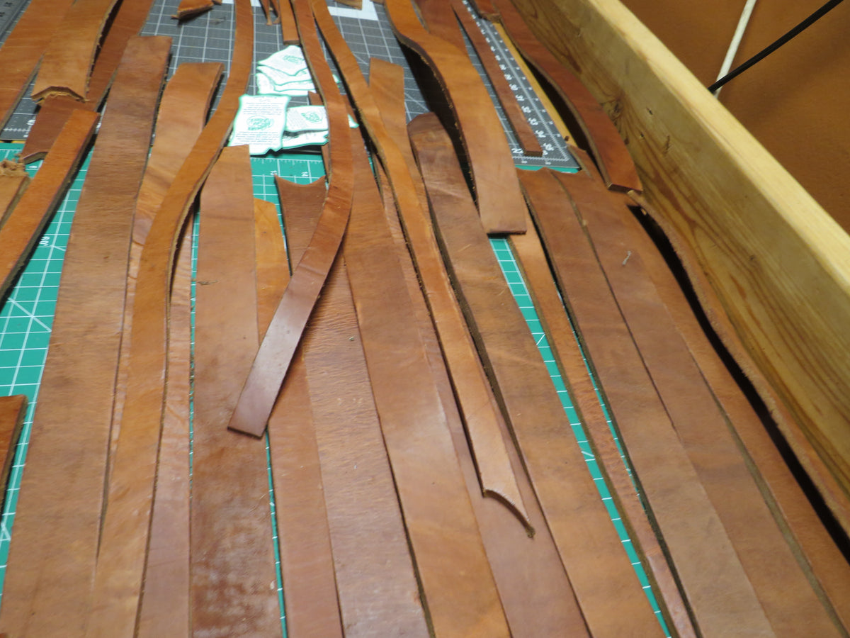 13 Pound box of Hermann Oak harness leather belt remnants