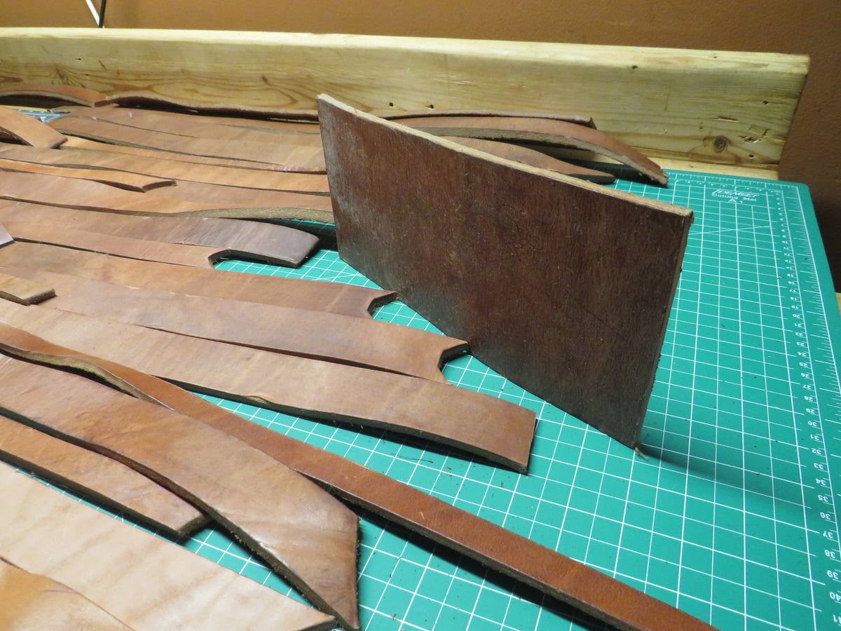 13 Pound box of Hermann Oak harness leather belt remnants