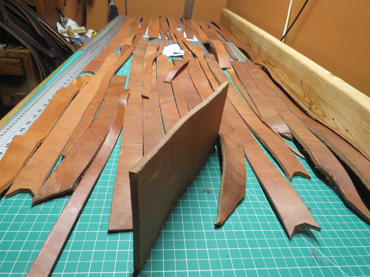 13 Pound box of Hermann Oak harness leather belt remnants