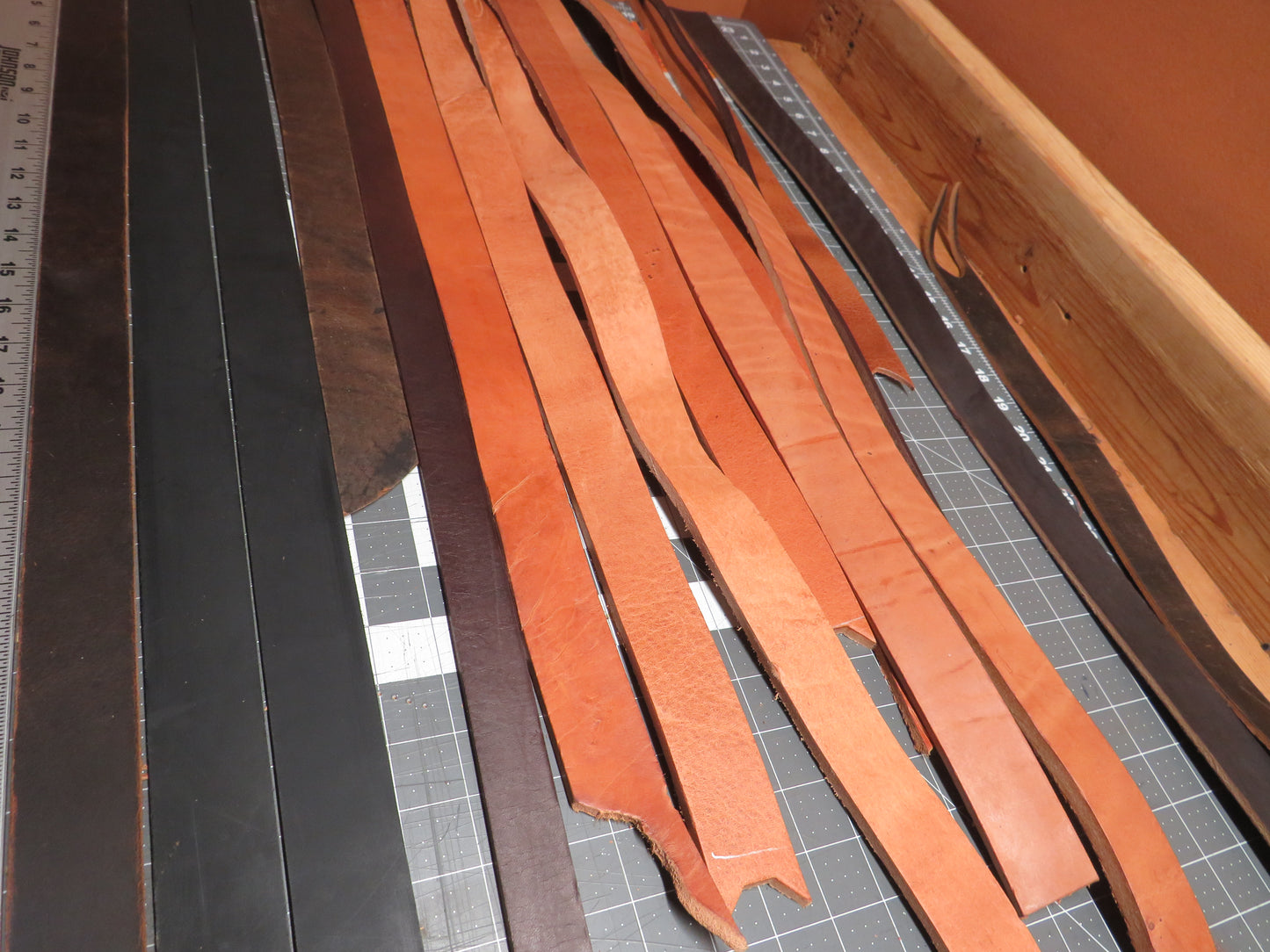 8 pounds of veg tanned full grain leather 15-60 inches long4