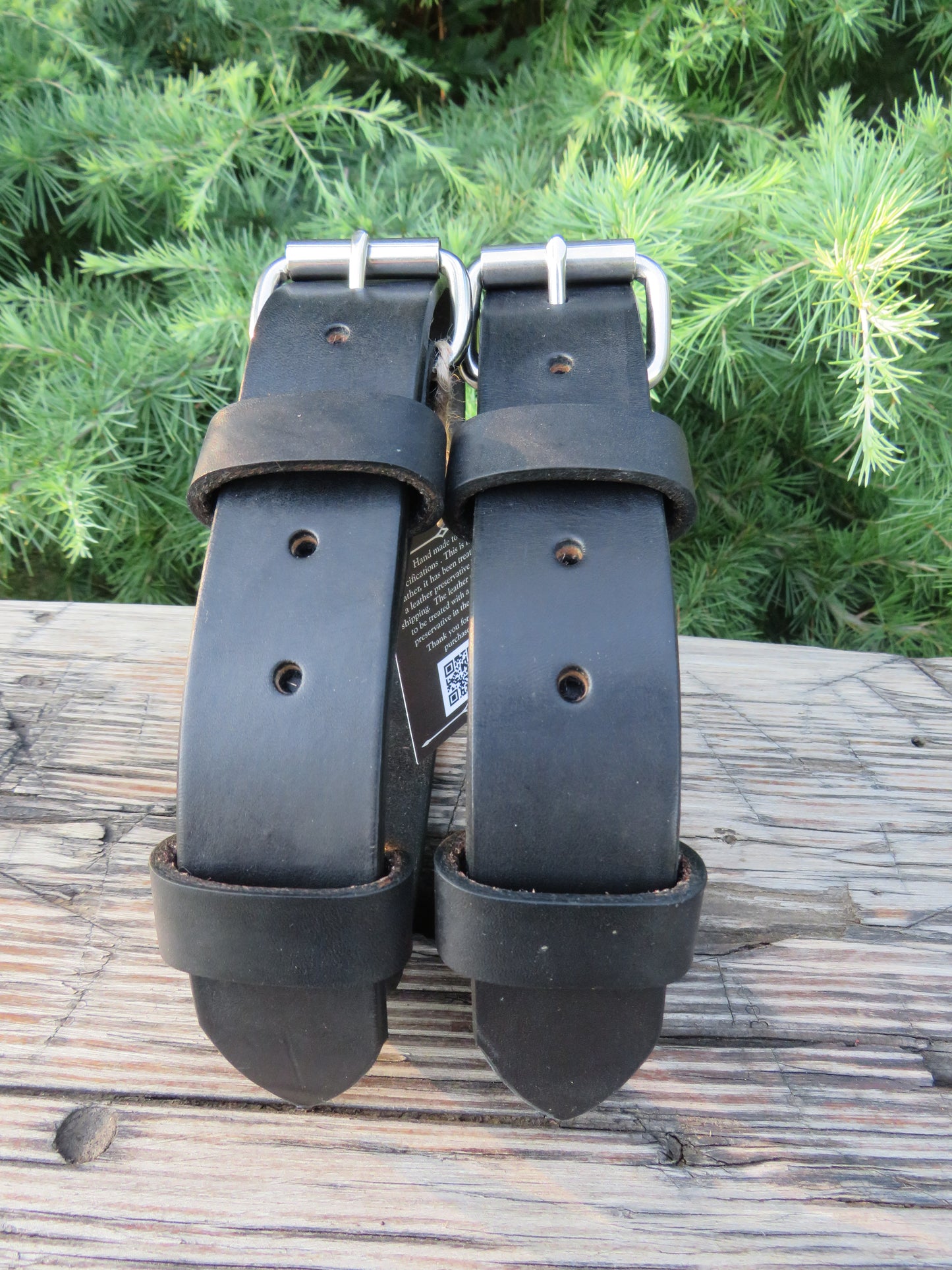 Pair of Black harness leather straps 14-26 circumference