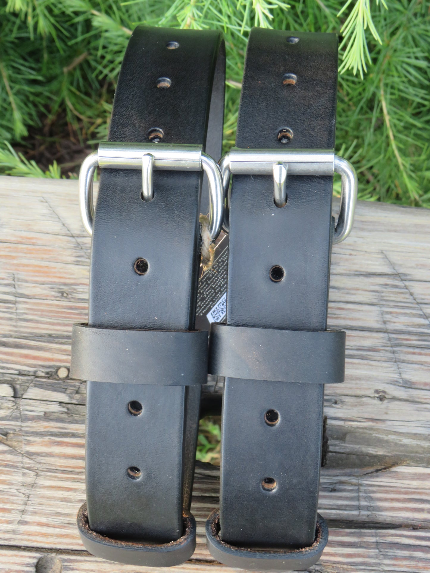 Pair of Black harness leather straps 14-26 circumference