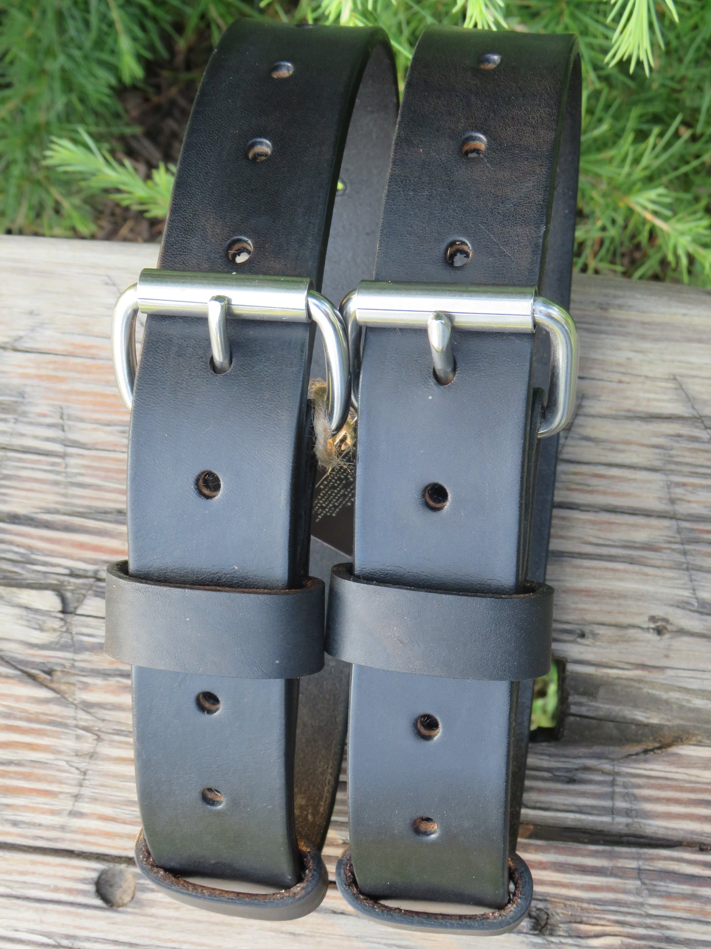 Pair of Black harness leather straps 14-26 circumference