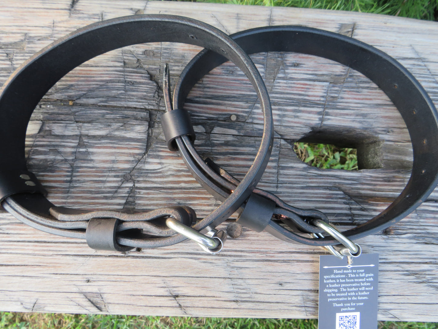Pair of Black harness leather straps 14-26 circumference