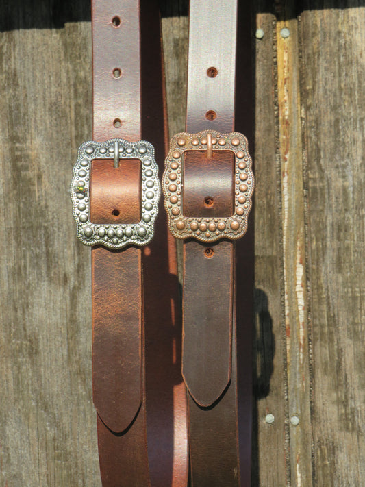1 inch wide leather belt Full grain brown leather belt with berry buckle