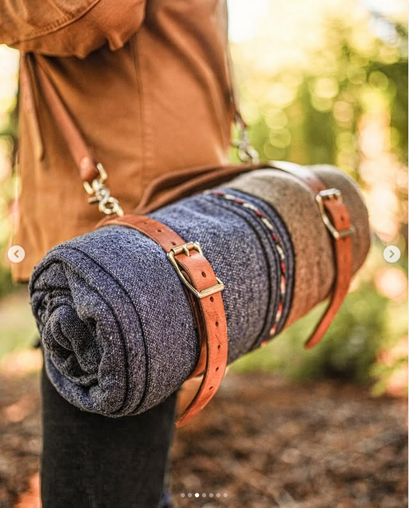 Hand made Hermann Oak harness leather blanket carrier