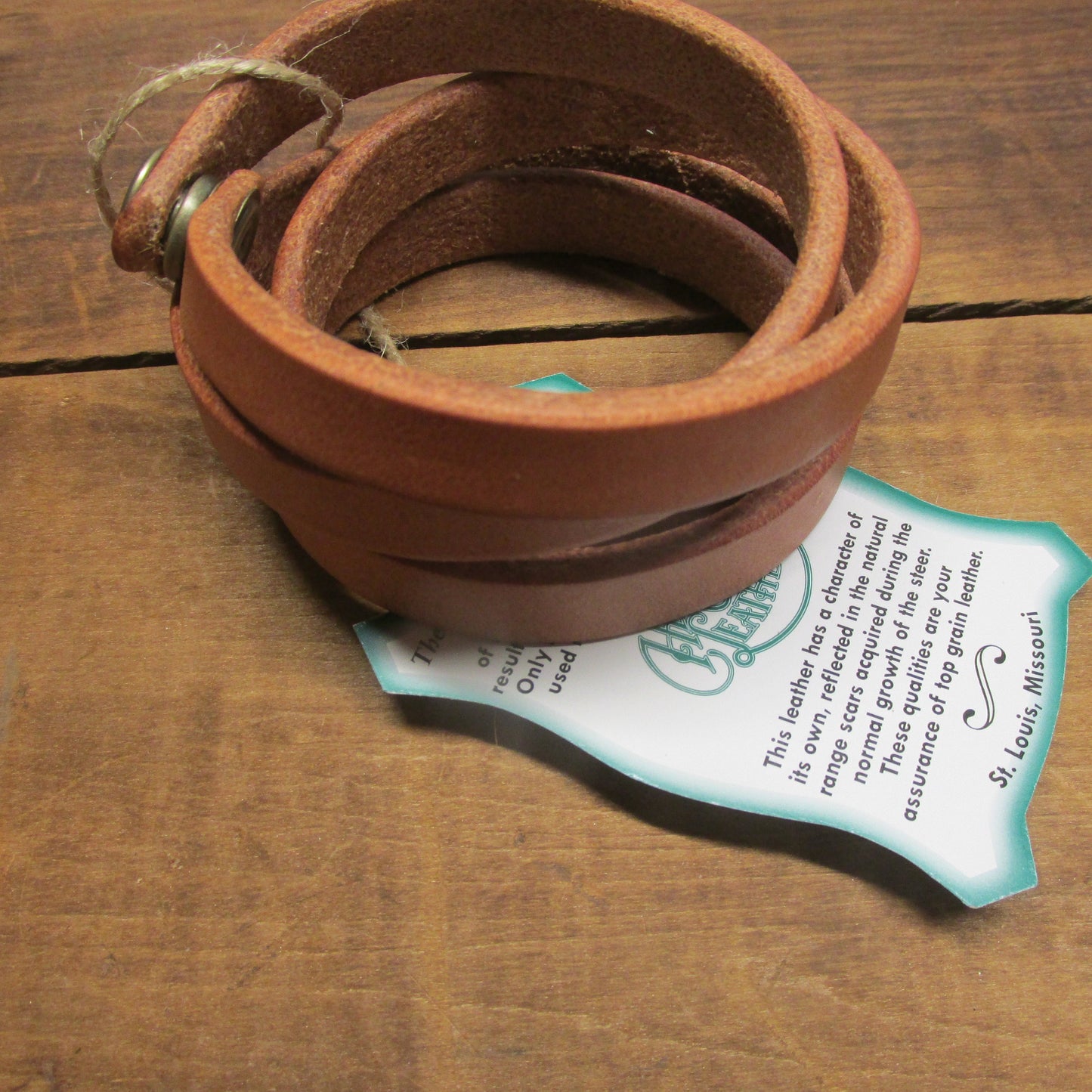 Hermann Oak full grain harness leather wrap  bracelet- made from belt remnants, blank bracelet