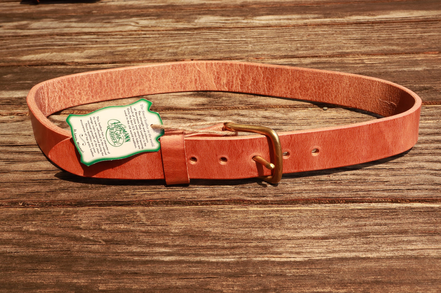 Hermann Oak Harness Leather Men's work or casual belt 1 1/2" wide,   Made in USA with USA hides, Custom made, Rugged Belt, Work Belt