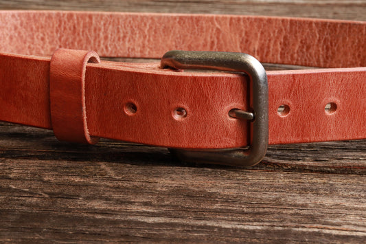 Hermann Oak Harness Leather Men's work or casual belt, Made in USA with US hides,  Custom, Rugged leather belt