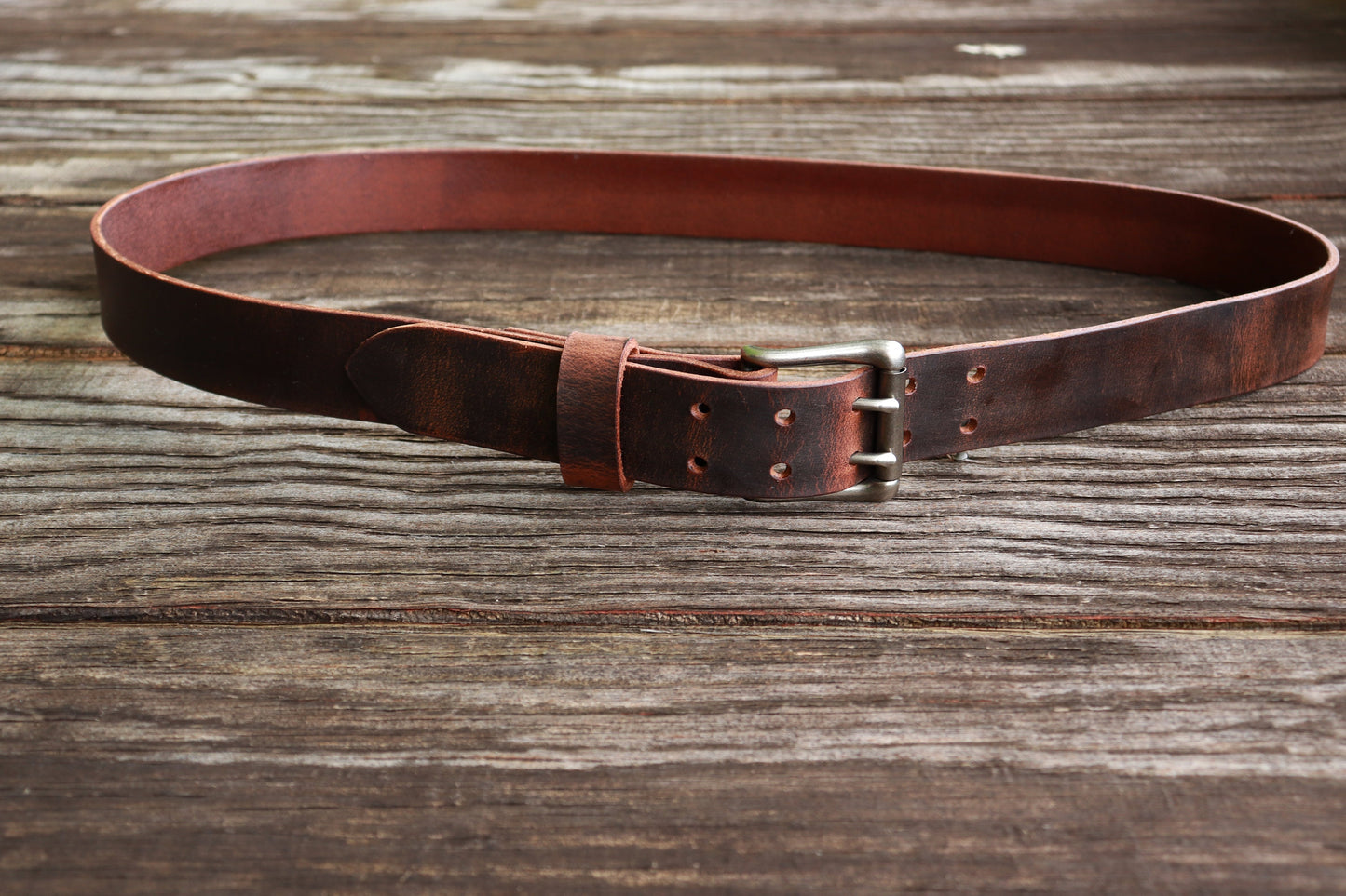 1 1/2" Custom Handcrafted leather belt,full grain leather belt, Unisex leather belt, Water Buffalo leather belt,  two prong buckle