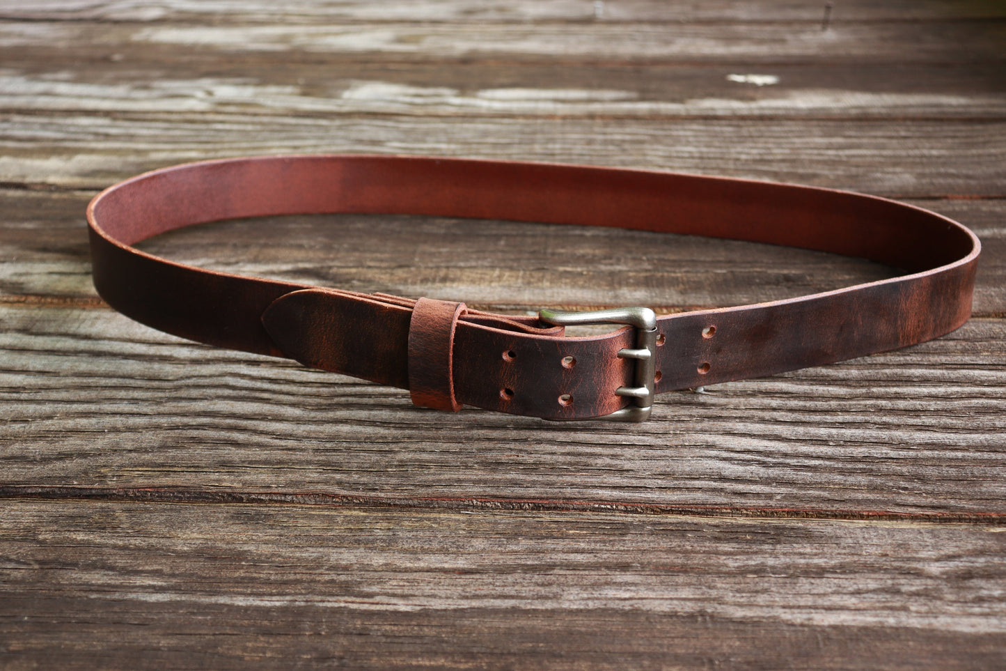 1 1/2" Custom Handcrafted leather belt,full grain leather belt, Unisex leather belt, Water Buffalo leather belt,  two prong buckle