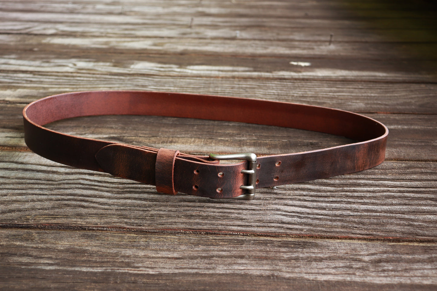 1 1/2" Custom Handcrafted leather belt,full grain leather belt, Unisex leather belt, Water Buffalo leather belt,  two prong buckle