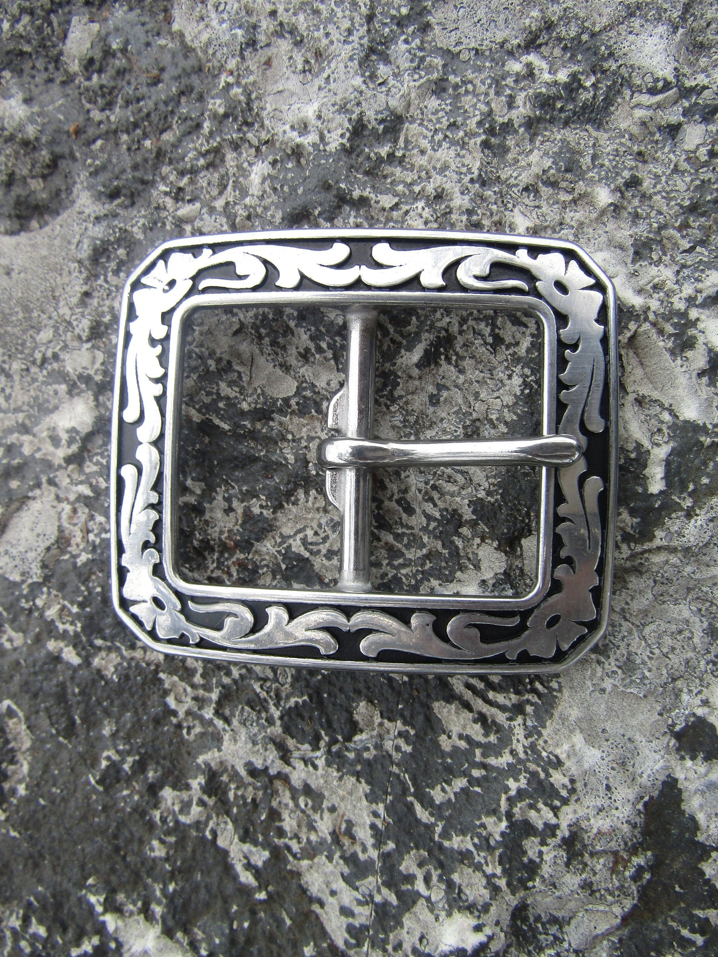 Jeremiah Watt, clipped corner buckle  horseshoe brand hardware, stainless steel, will fit 1 1/2" strap,  1 1/4"western Floral, Buckle