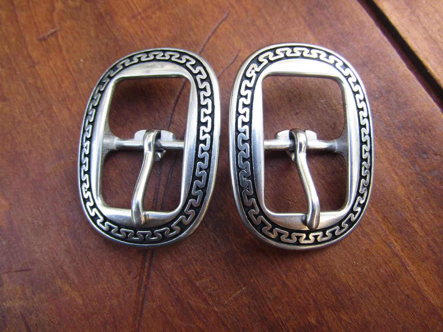 New Pair  3/4" Jeremiah Watt Carlos Buckles Black Floral Stainless Steel Western Horse Tack Hardware , bridle, belt, tack buckle