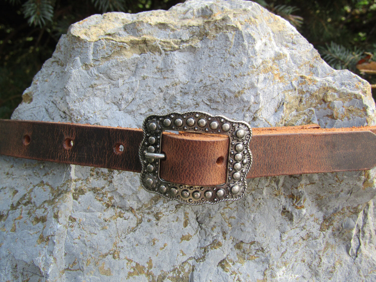 Crazy Horse brown Water Buffalo Leather narrow casual belt, Made in USA , 3/4" leather belt, narrow leather belt