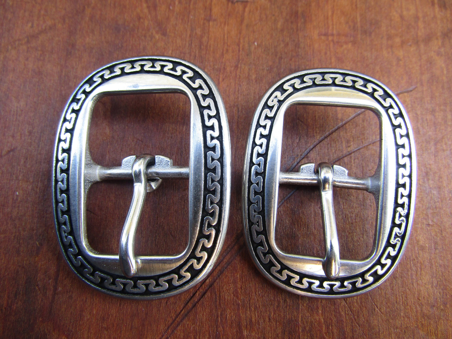 New Pair  3/4" Jeremiah Watt Carlos Buckles Black Floral Stainless Steel Western Horse Tack Hardware , bridle, belt, tack buckle