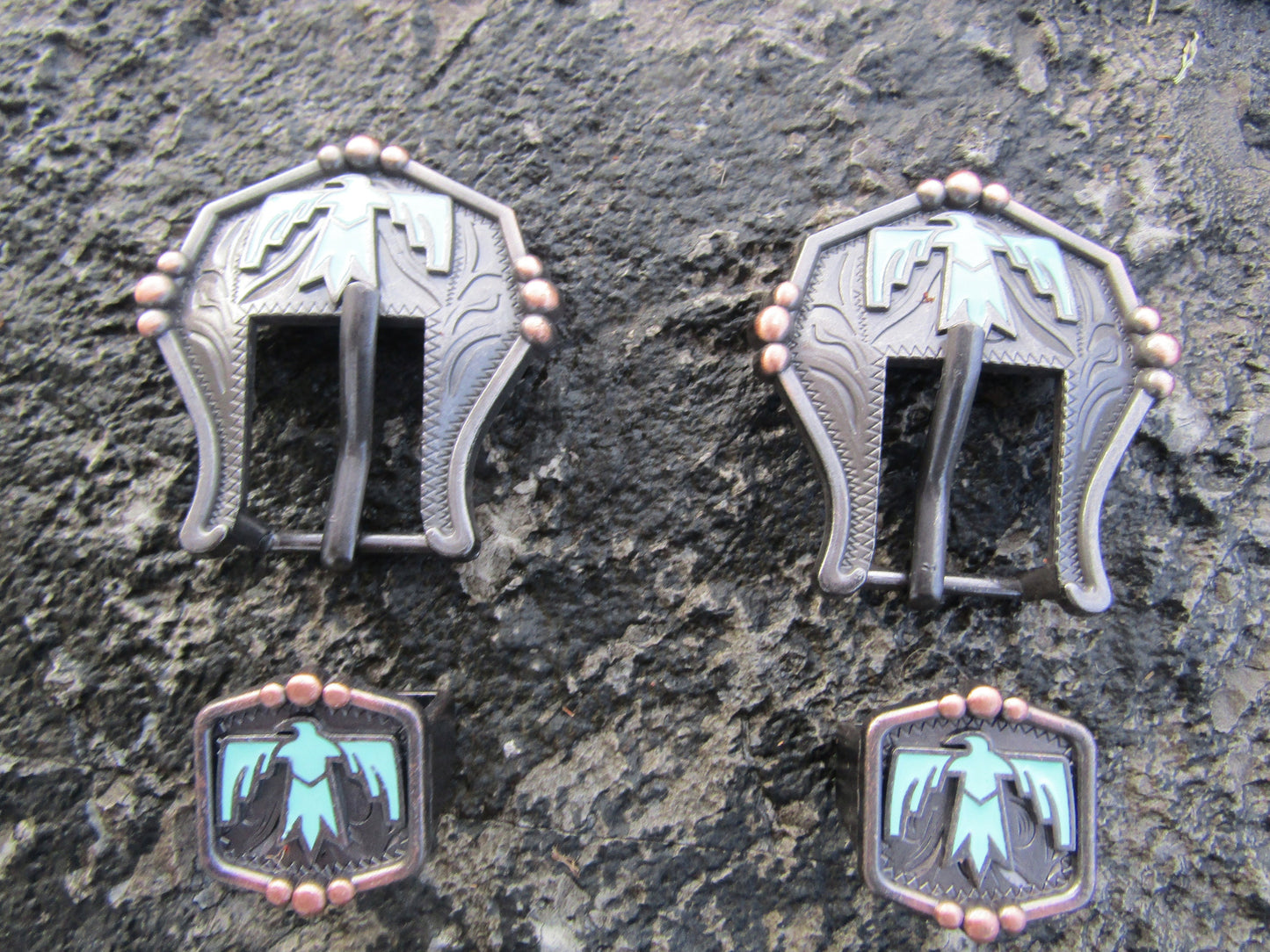 Pair of 3/4" inch Thunderbird buckle will fit a 3/4" strap , horse tack, belt buckle