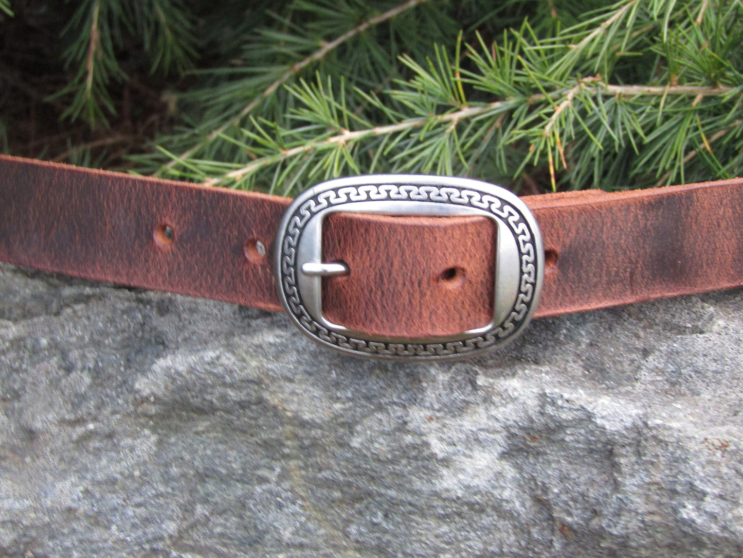 Narrow leather belt/ Womans Belt Jeremiah Watt  buckle belt/full grain brown leather womans belt,1 inch wide belt