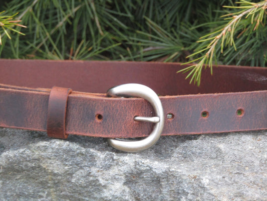 1 inch wide full grain brown leather belt, womans leather belt , mens leather belt , Crazy Horse Water Buffalo leather.