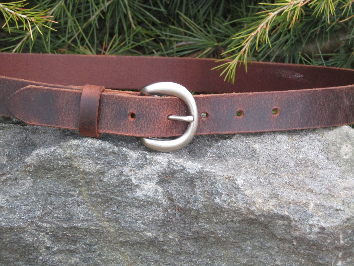 1 inch wide full grain brown leather belt, womans leather belt , mens leather belt , Crazy Horse Water Buffalo leather.