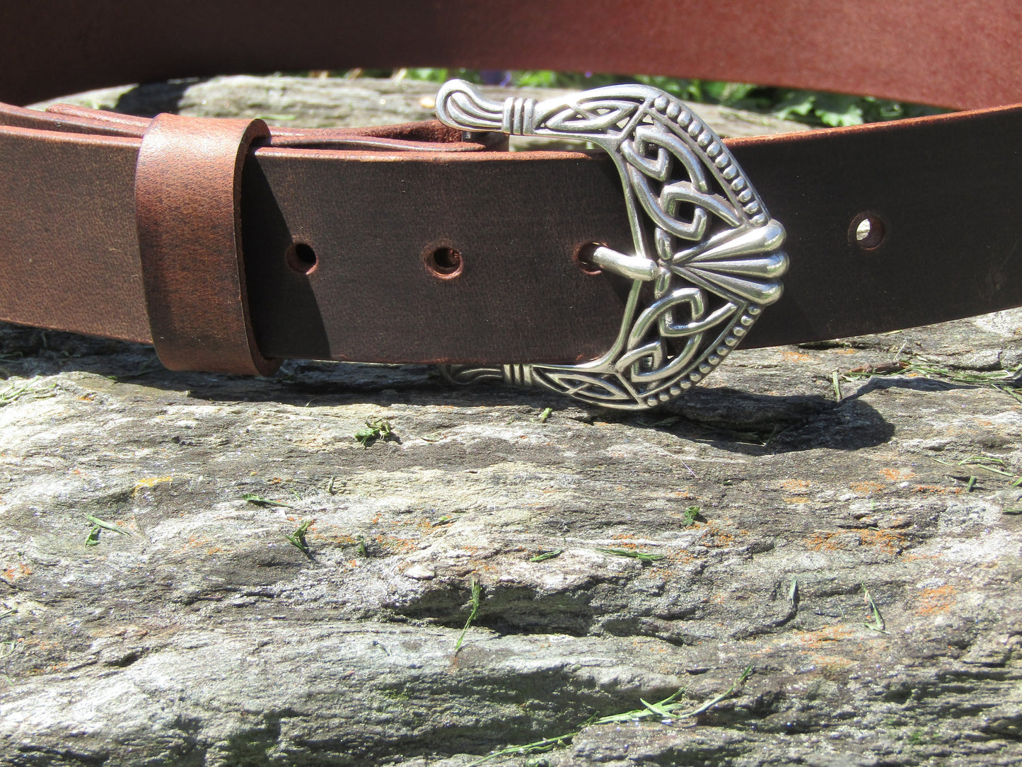 Celtic knot buckle full grain leather belt Casual Vintage look Custom Handmade Belt  Made in USA Rustic mens leather belt woman leather belt