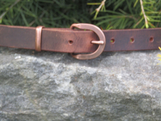 1 inch wide belt Narrow leather belt/ Womans Belt antique copper finish buckle belt/full grain brown leather womans belt/ mens belt