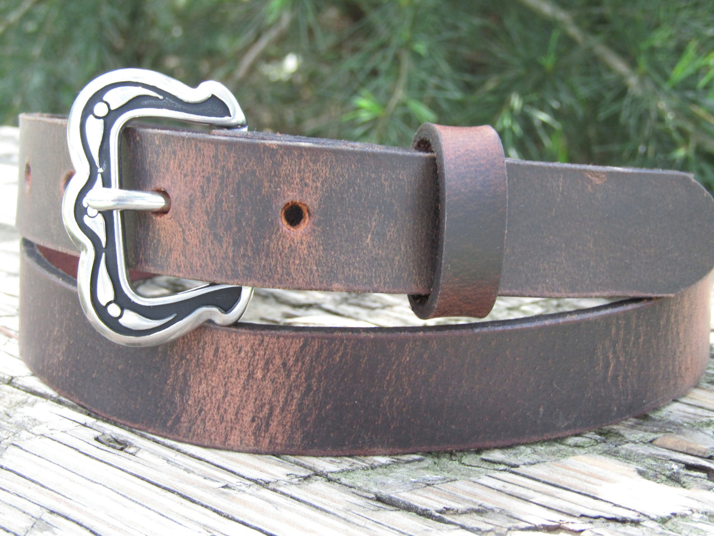 Narrow leather belt/ Womans Belt Jeremiah Watt  buckle belt/full grain brown leather womans belt,1 inch wide belt