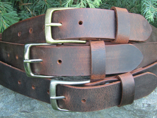 1 1/2 Inch Custom Leather Belt | Full Grain Water Buffalo | Handcrafted in USA | Stylish Unisex Accessory