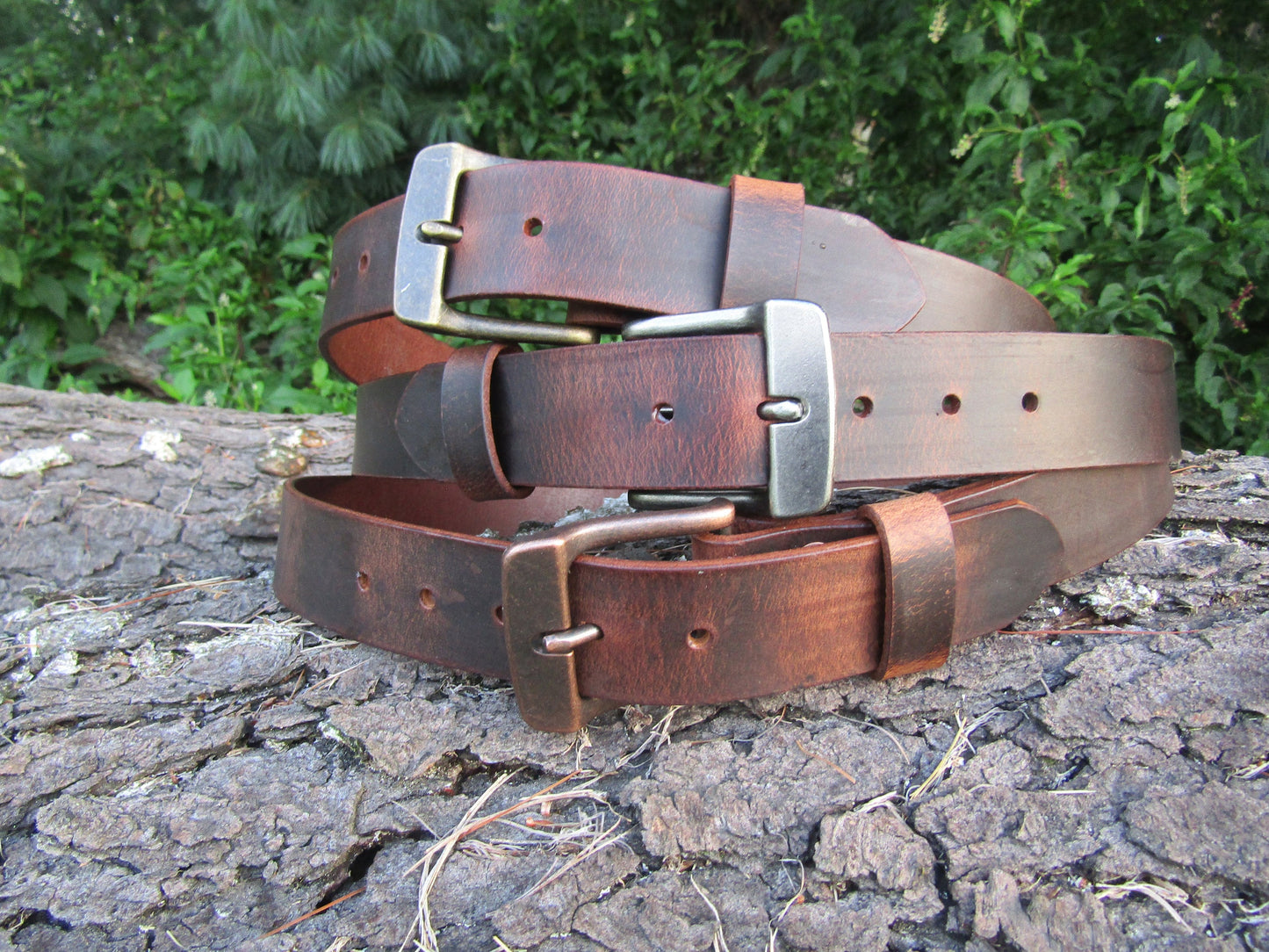 Rugged Men's Leather Belt - Handmade Personalized Monogram, Crazy Horse Water Buffalo, Rustic Style