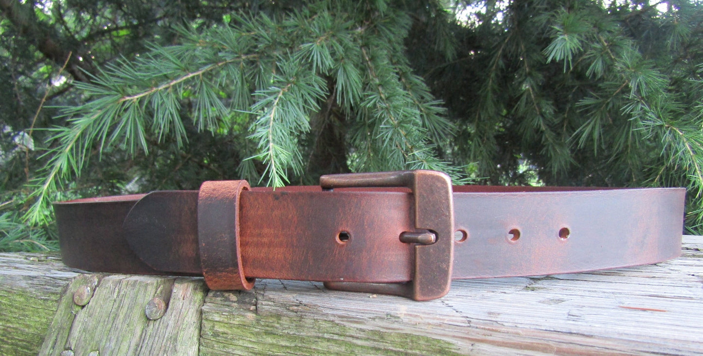 Rugged Men's Leather Belt - Handmade Personalized Monogram, Crazy Horse Water Buffalo, Rustic Style