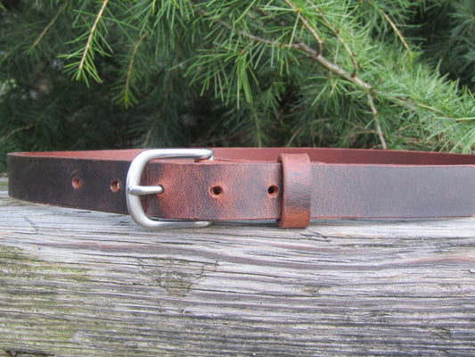 1 inch wide leather belt/ Narrow leather belt/ Womans Belt/full grain brown leather belt/ mens leather belt/ womans leather belt