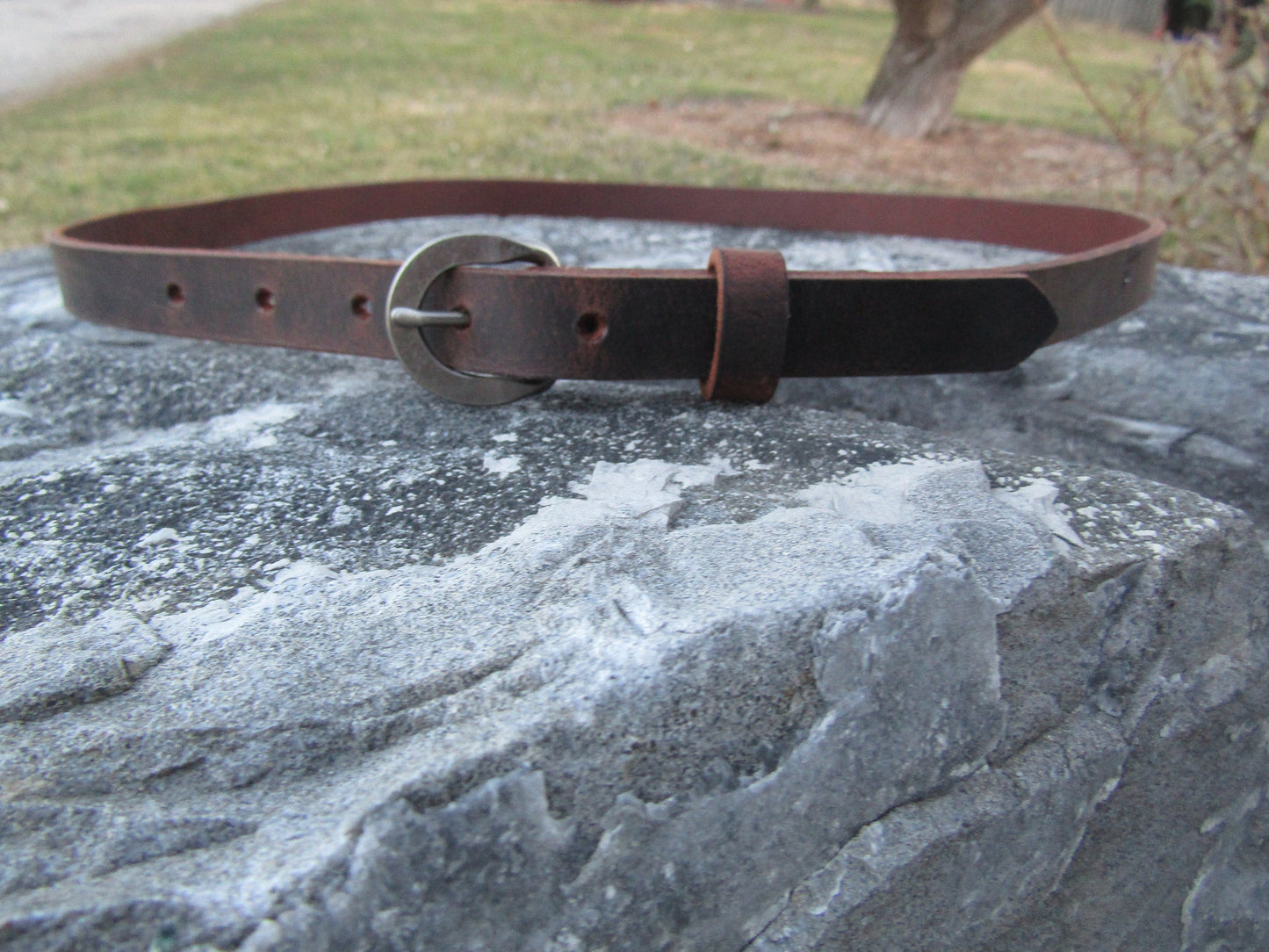 Slim Water Buffalo Leather Belt - 3/4 inch Wide, Made in USA, Customizable, Narrow Design