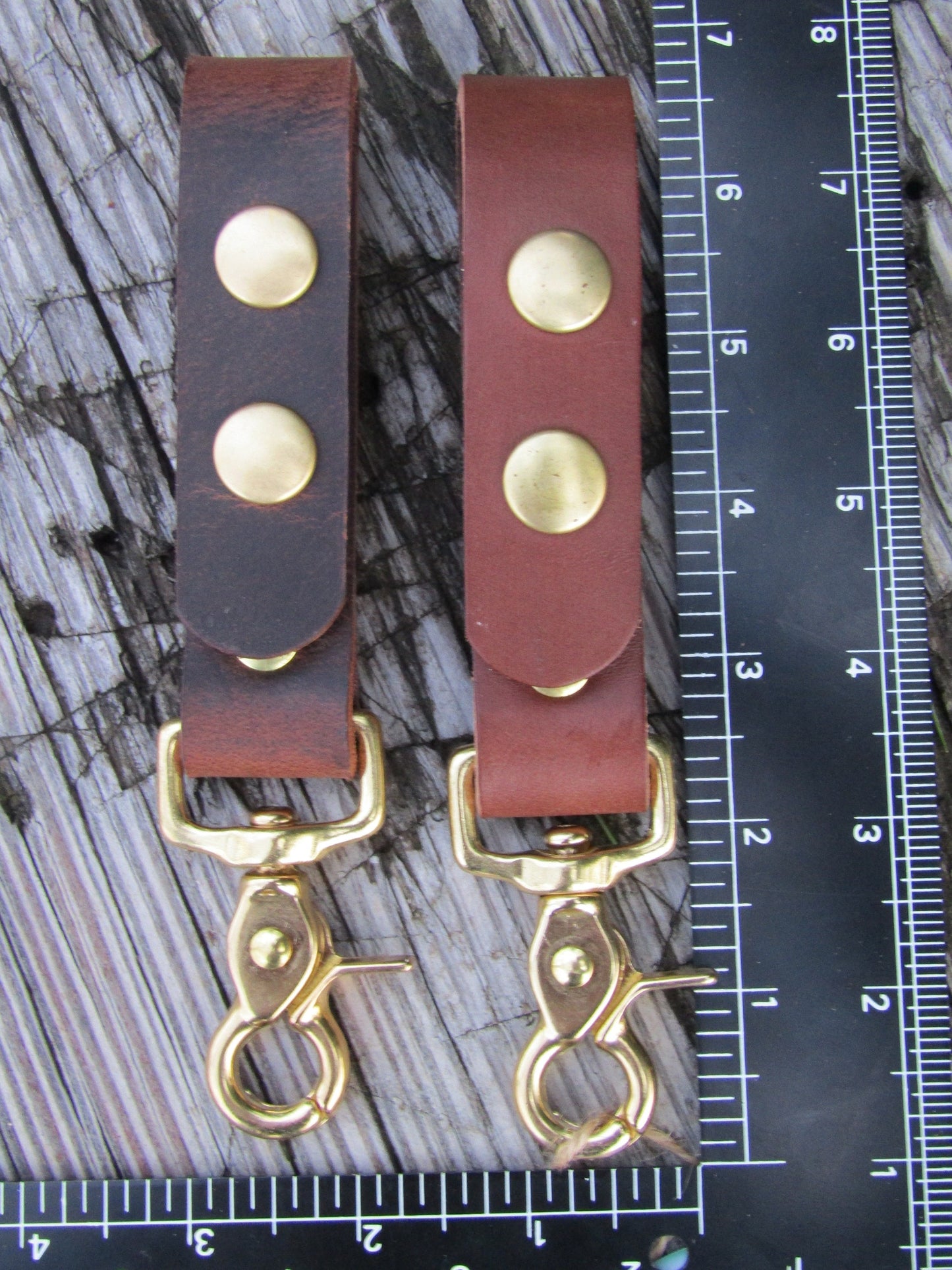 Handmade leather keychain w/ solid brass snap, Leather Belt loop dangler, EDC accessory utility belt, knife holder, tool holder,keychain