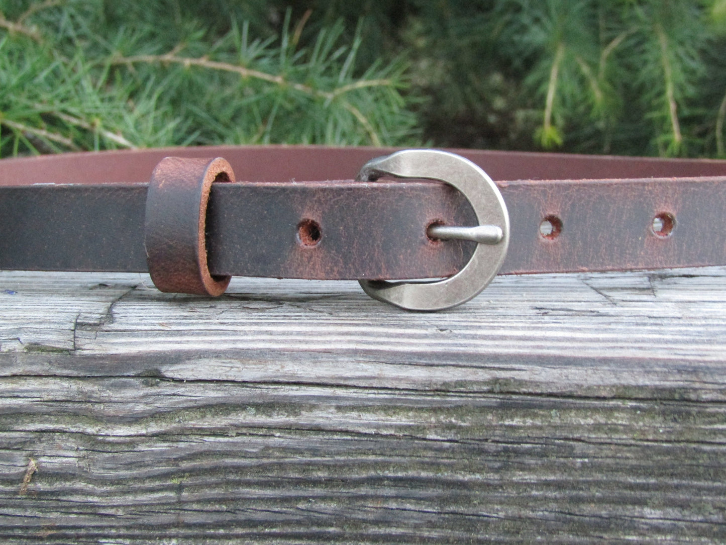 Slim Water Buffalo Leather Belt - 3/4 inch Wide, Made in USA, Customizable, Narrow Design