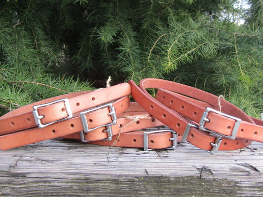 Pair of Hermann Oak harness leather straps, leather utility straps, leather blanket straps, bedroll straps, camping straps 6-16.5"