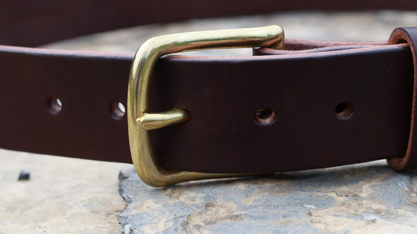 Dark brown Bridle Leather belt brass buckle, mens leather belt, womans leather belt   Custom made belt, handmade leather belt Made in USA