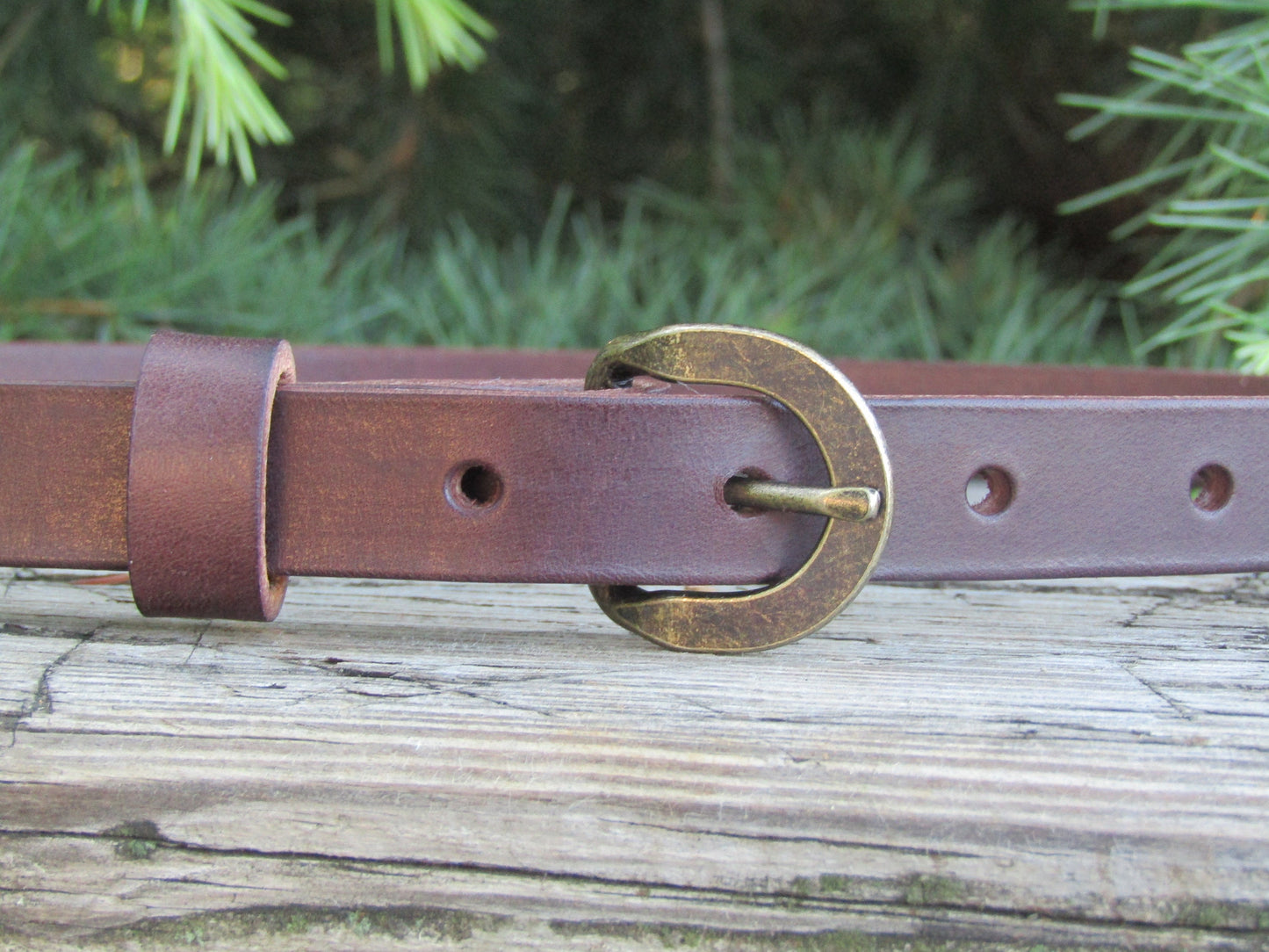 3/4" wide Leather belt Narrow belt Full Grain leather belt Handmade belt Woman leather belt Skinny Leather belt Dark brown leather belt