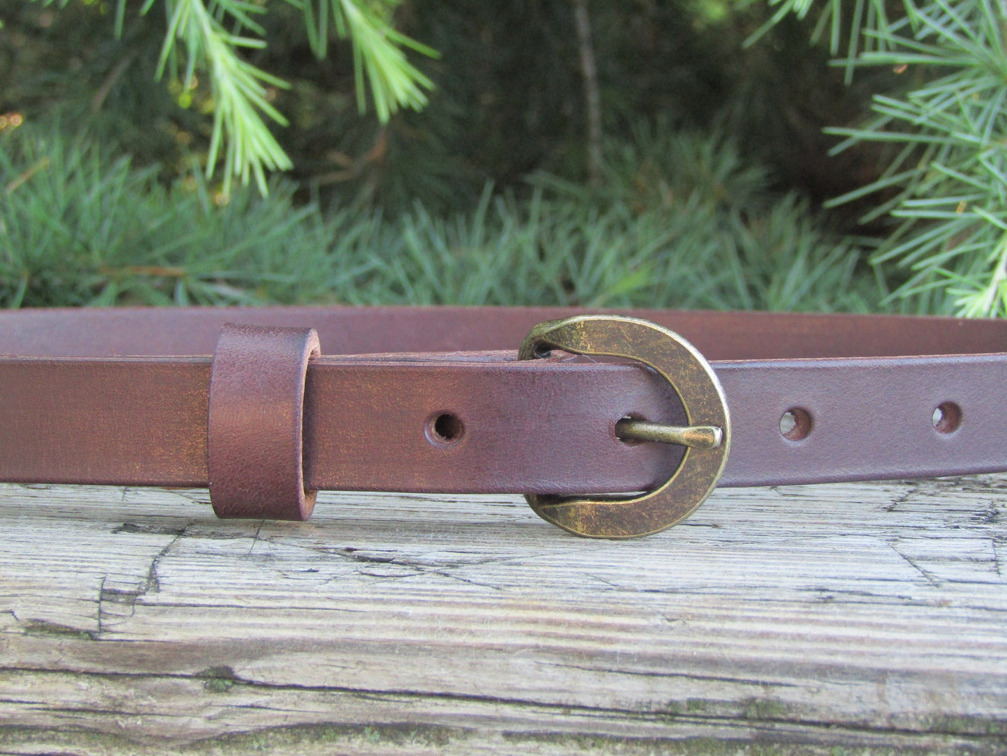 3/4" wide Leather belt Narrow belt Full Grain leather belt Handmade belt Woman leather belt Skinny Leather belt Dark brown leather belt