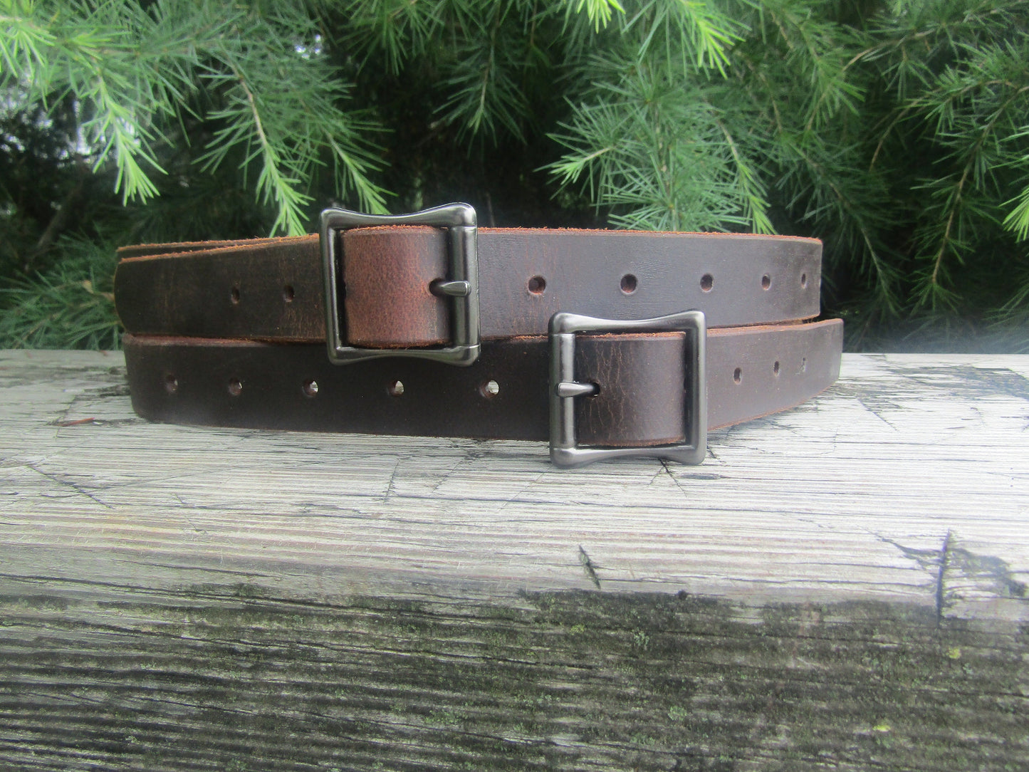 Pair of 1 inch Water Buffalo leather straps, leather edc, leather blanket straps,bedroll strap,camping strap,leather strap