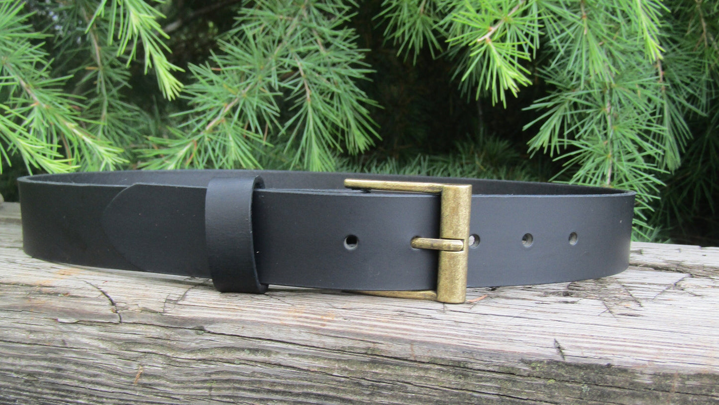 1 1/2" wide Black Water Buffalo Leather Belt Made in USA-Custom Belt,  Handmade Belt , Casual Belt,mens leather belt, womans leather belt