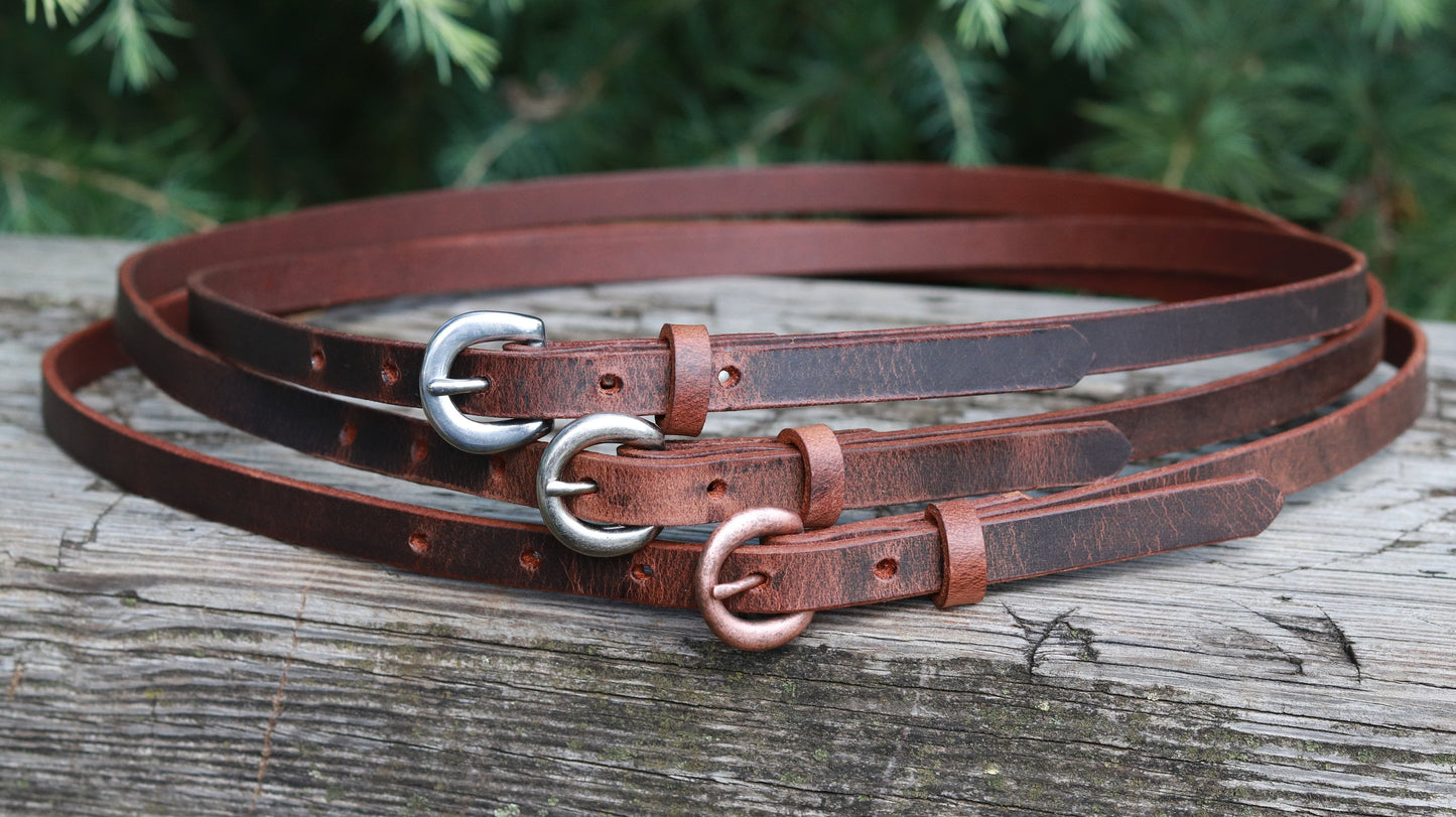 1/2" wide leather belt narrow leather belt  Made in USA  leather belt, narrow leather belt, skinny leather belt, custom belt