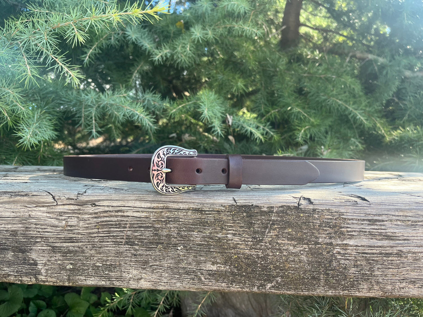 1 inch Dark brown Bridle Leather belt casual belt.  Made with US hides.  Custom made Narrow leather belt stainless stainless buckle