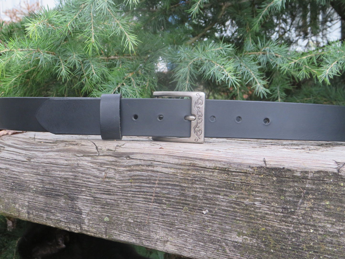 1 1/2" wide Black Water Buffalo Made in USA-Custom Handmade, Casual Belt,  full grain leather belt, mens leather belt, womans leather belt