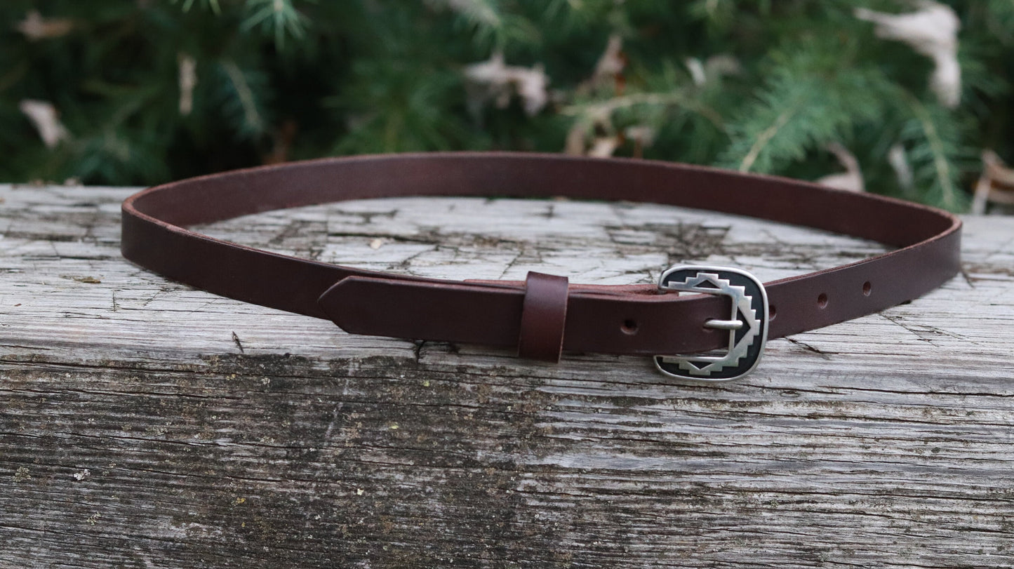 3/4" wide Dark brown Bridle Leather belt