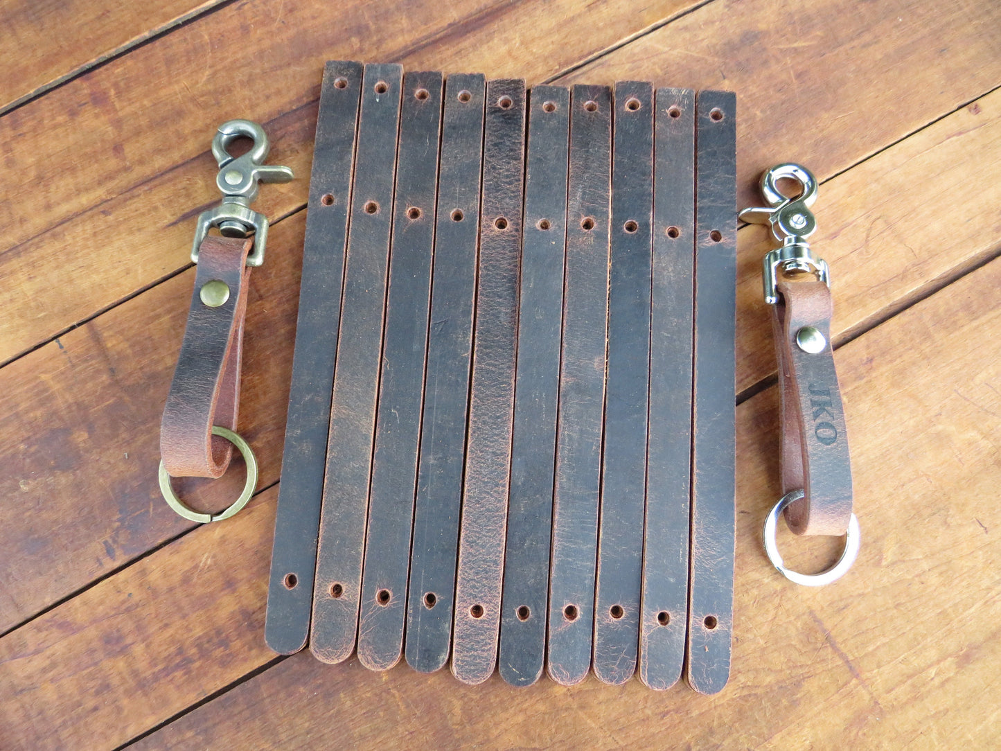 Lot of 12 Crazy Horse Water Buffalo leather keychain blanks  DIY Leather Key Fobs finish your way  Made in USA Leather craft