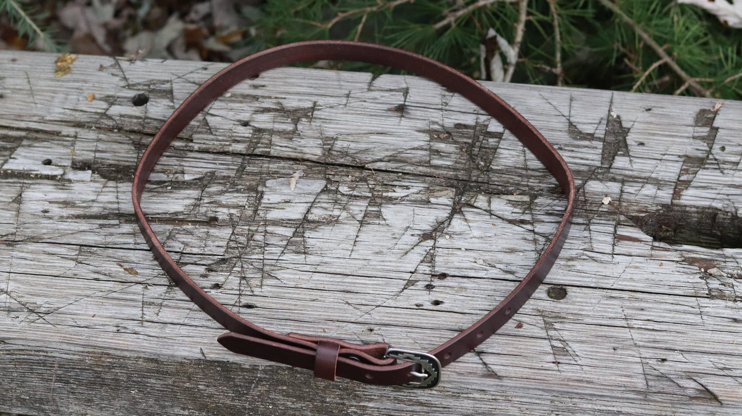 3/4" wide Dark brown Bridle Leather belt