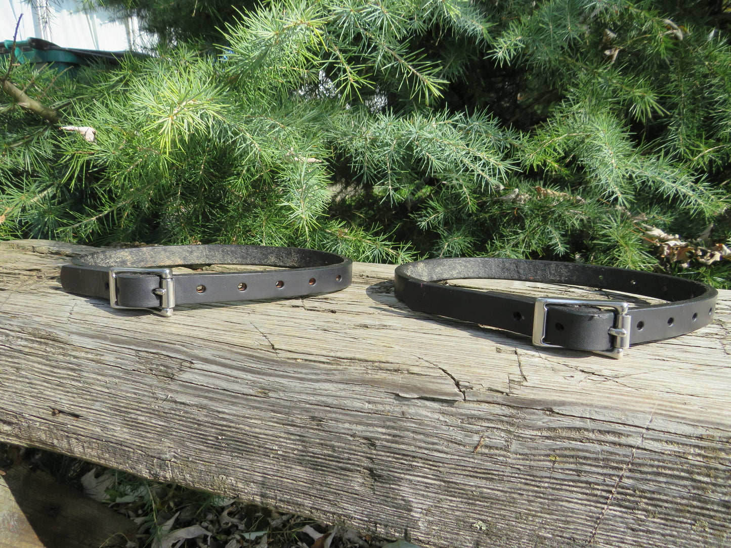 Ships Today Pair of Black Harness leather straps, camping straps, utility straps, blanket straps, leather edc straps, bedroll straps