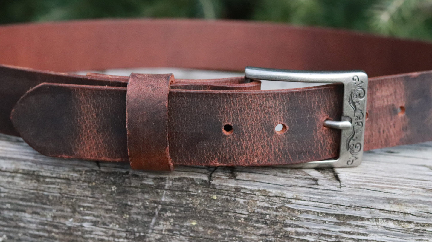 Handcrafted 1 1/2" Leather Belt - Men's & Women's Full Grain USA Made Water Buffalo Leather